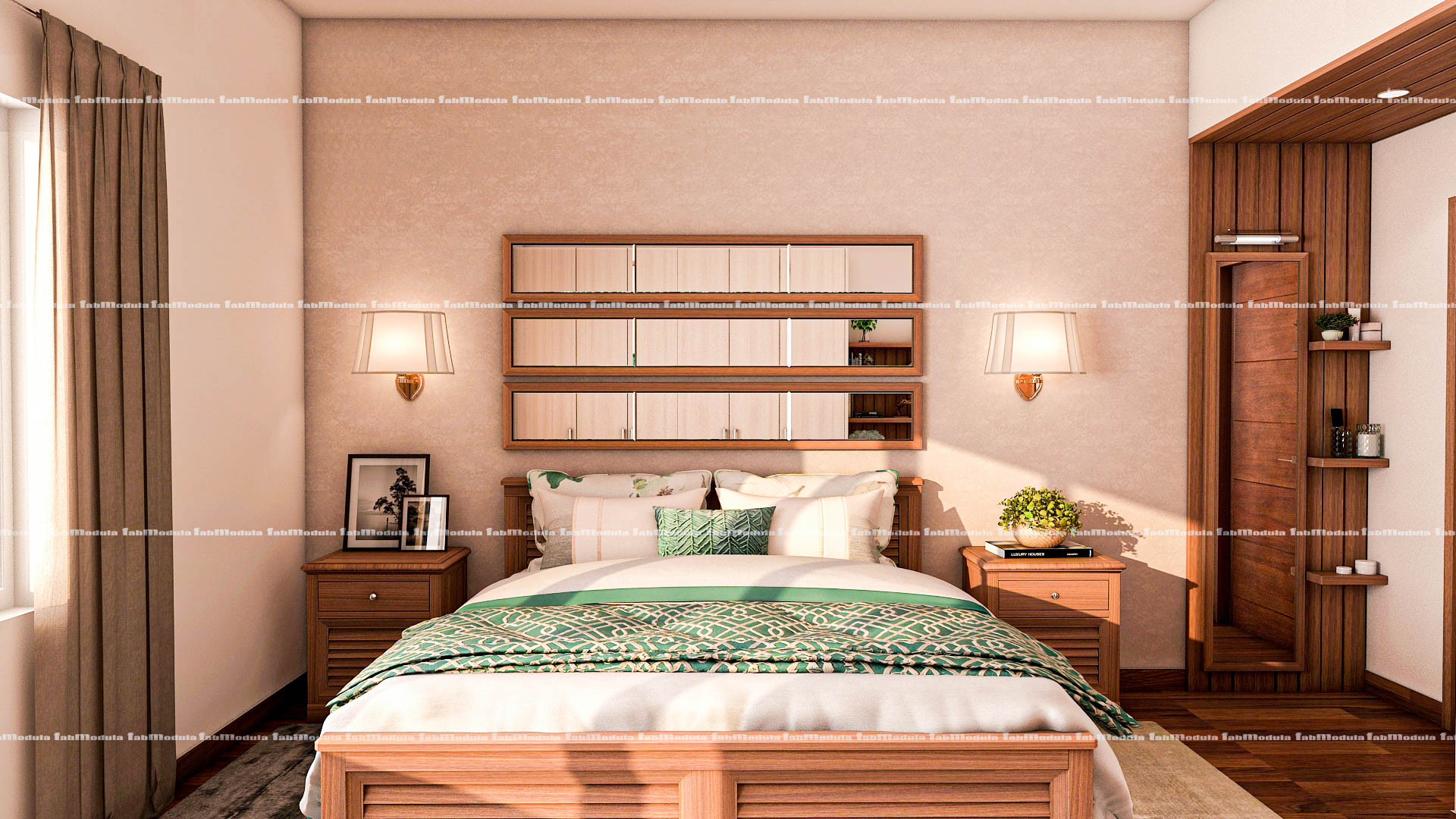 FabModula parents bedroom with queen size bed, side drawers and painting